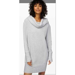 Lululemon Dress Womens Small Along The Way Cozy Cowl Neck Sweater Pockets Gray